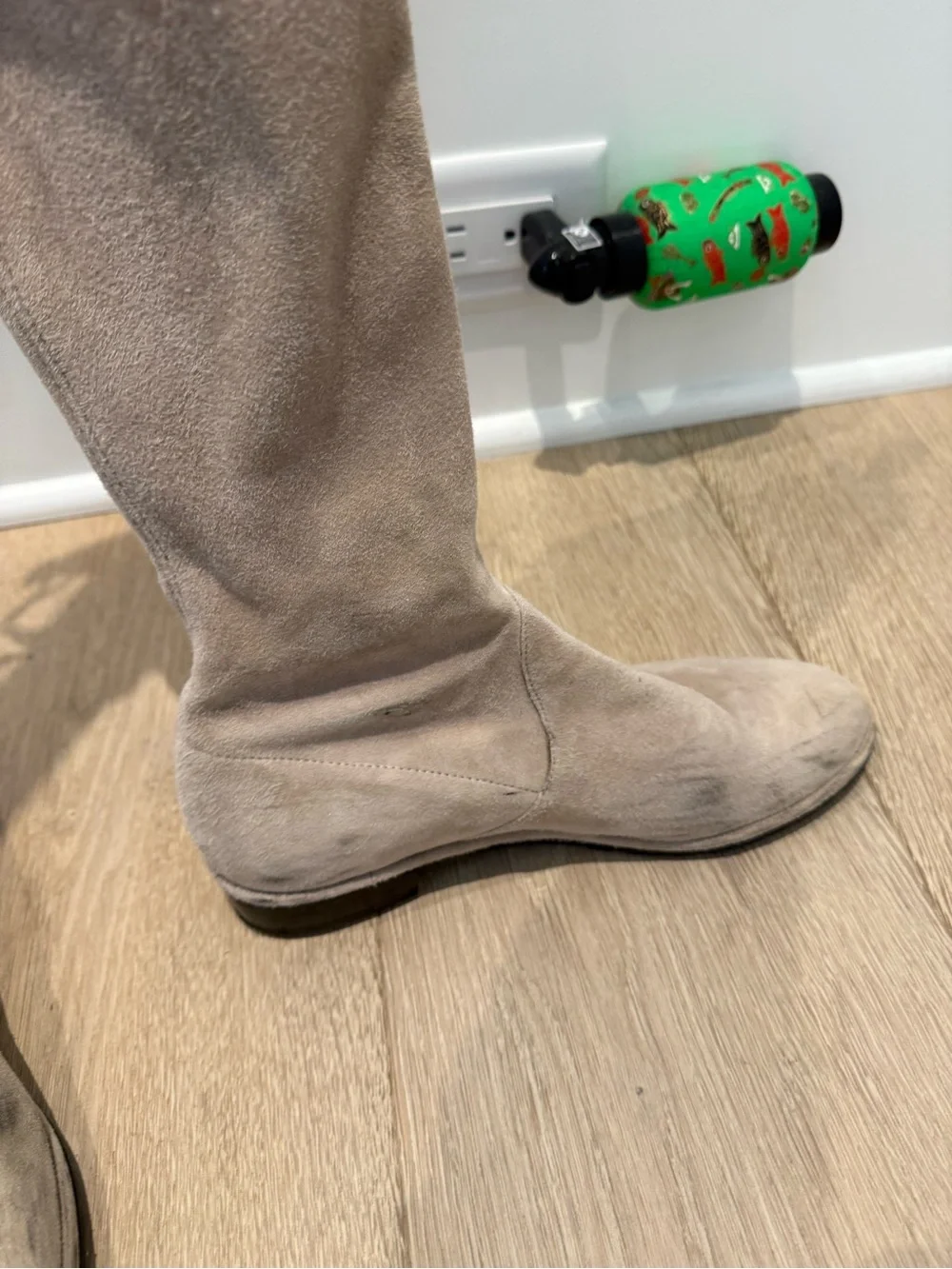 Stuart Weitzman Over-the-Knee Suede Boots in Beige